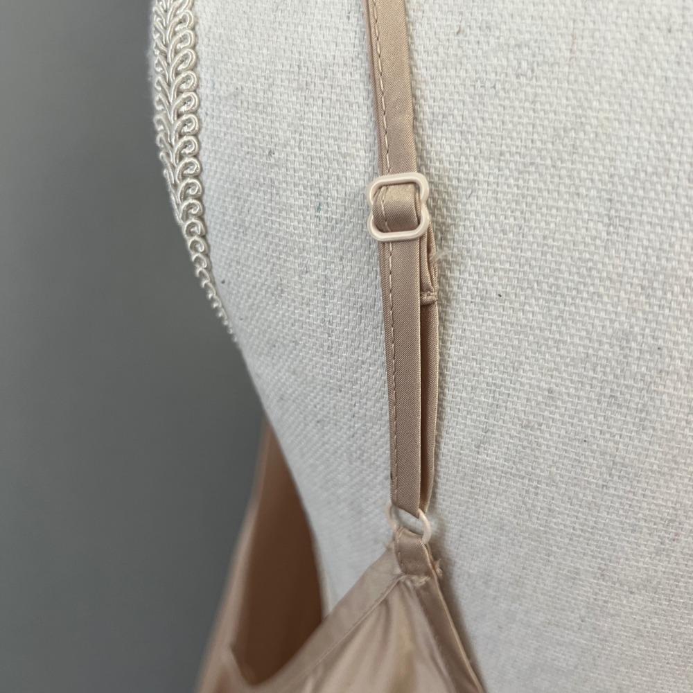 Silk & Salt Go with the Flow Maxi Slip Dress Women OS Beige Satin Trapeze Flowy - Picture 9 of 11